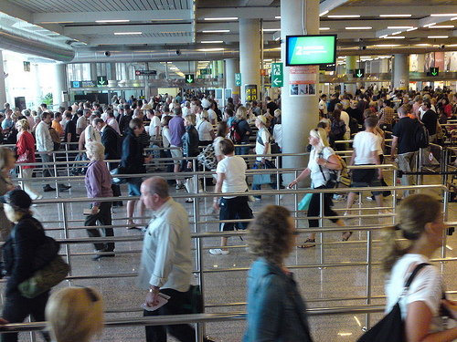 Haven't seen security lines this long since the UK Haven't seen security lines this long since the UK